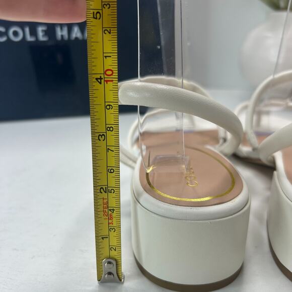 Cole Haan Calli Thong Block Heel Slip On Sandal Egret Leather Women 9.5 Tried On - Picture 9 of 11